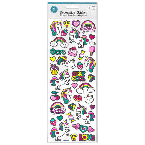 Unicorns and Rainbow Stickers 37pc