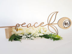 Wooden Flower sign art - Peace - Fairy springs pharmacy