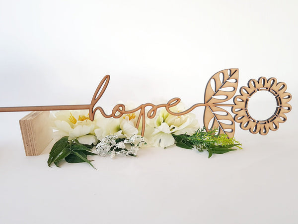 Wooden Flower sign art - Hope - Fairy springs pharmacy