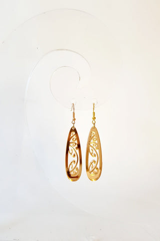 Gold Kowhaiwhai Teardrop Earrings - Fairy springs pharmacy