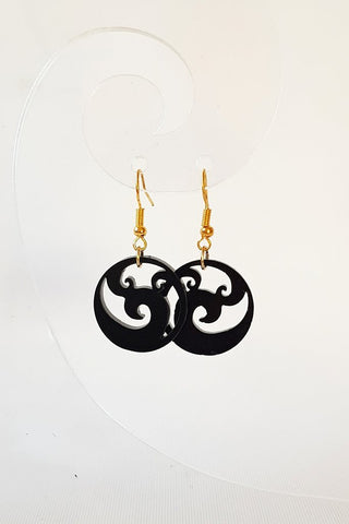 Black Whanau Round Drop Earrings - Fairy springs pharmacy