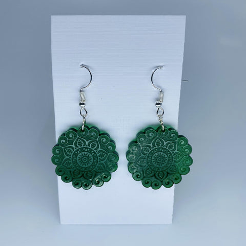 Green Mandela Cloud Drop Earrings