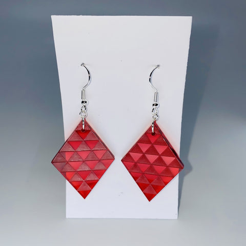 Red Diamond Drop Earrings