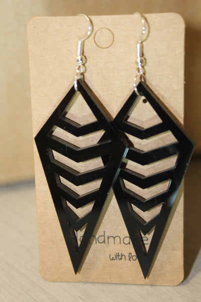 Black Diamond Ladder Drop Earrings - Fairy springs pharmacy