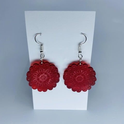 Red Mandela Cloud Drop Earrings