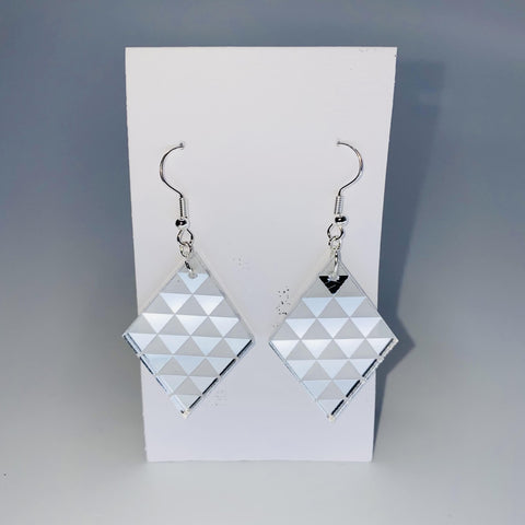 Silver Diamond Drop Earrings