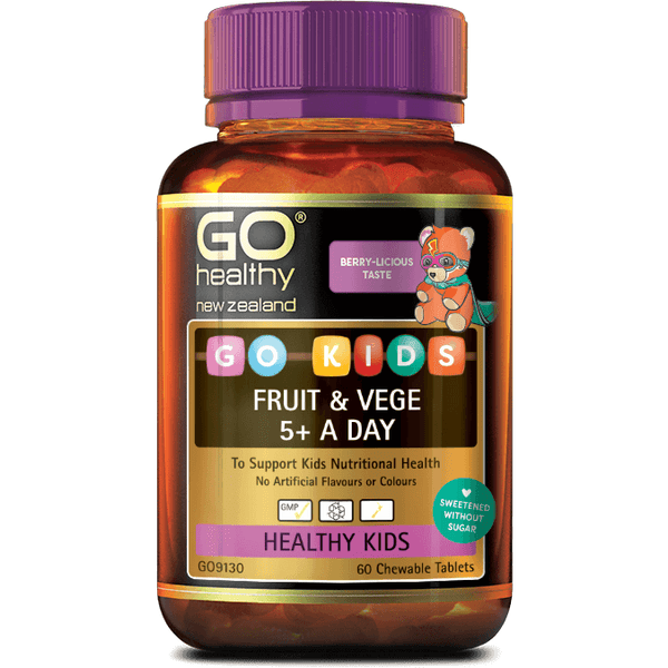 GO Kids Fruit & Vege 5+ 60 Chewable - Fairy springs pharmacy