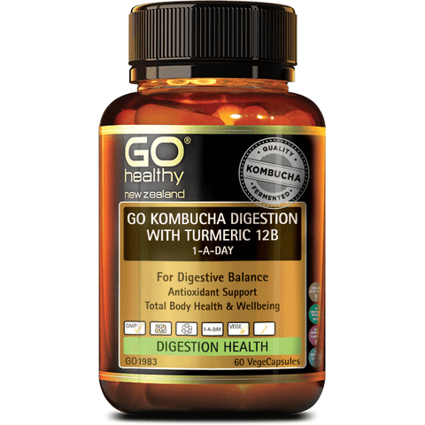 GO KOMBUCHA DIGESTION WITH TURMERIC 12B 1-A-DAY 60s - Fairy springs pharmacy