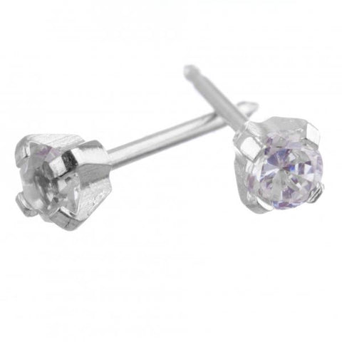 Silver Cubic Zirconia 3mm Earrings - Fairy springs pharmacy