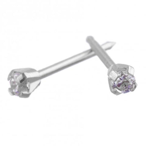 Silver Cubic Zirconia 2mm Earrings - Fairy springs pharmacy